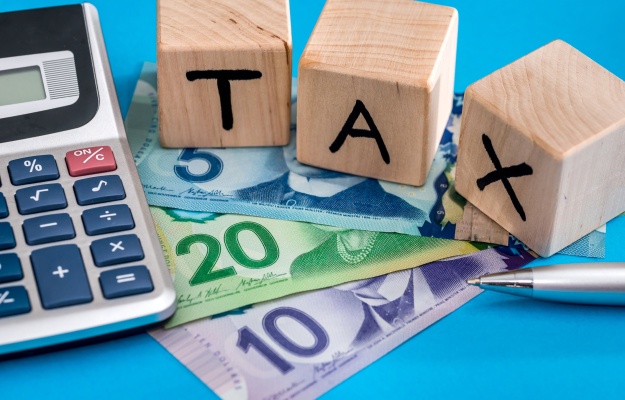 Wooden cubes tax with canadian dollar